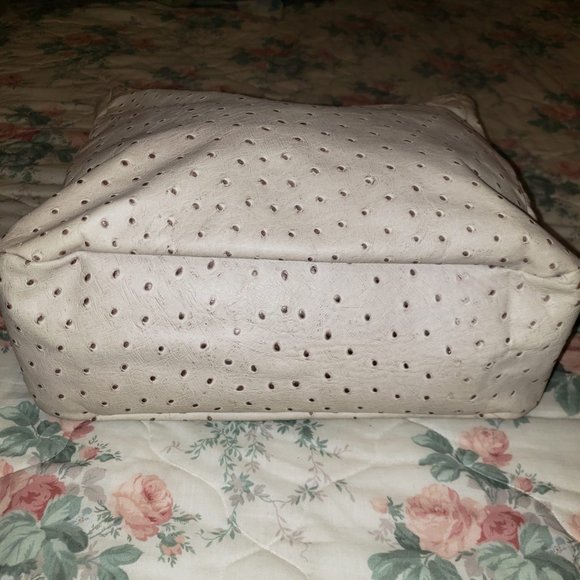 Coccinelle Women's Beige Leather Ostrich Tote Handbag - Picture 4 of 10